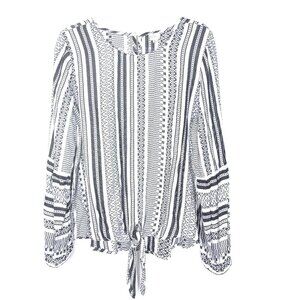 Keep In Touch blouse Embroidered tie waist blouse M